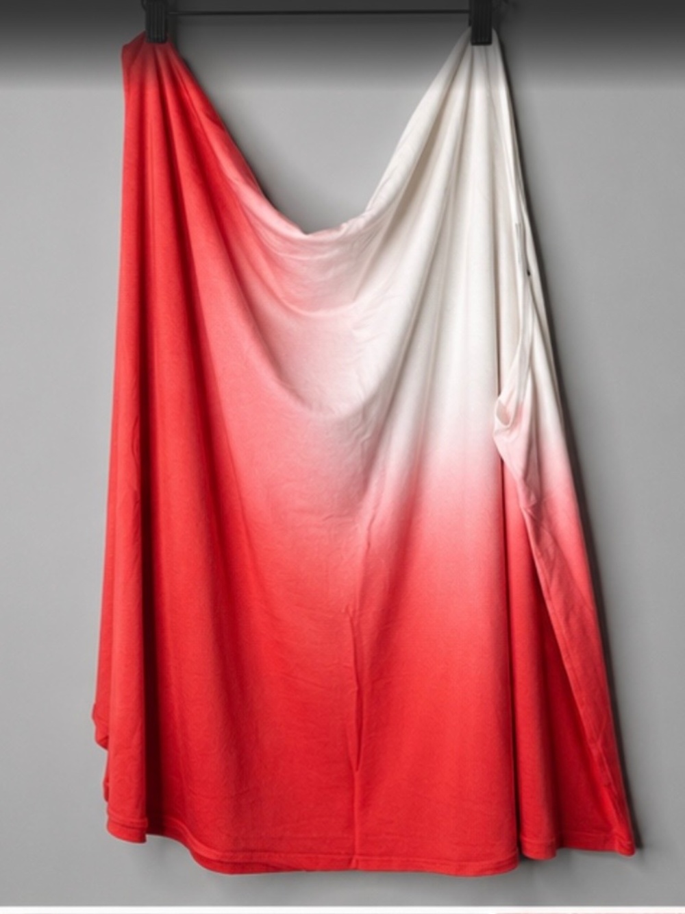 LINE One Size Ombré Draped Asymmetrical Top Ivory Coral Red